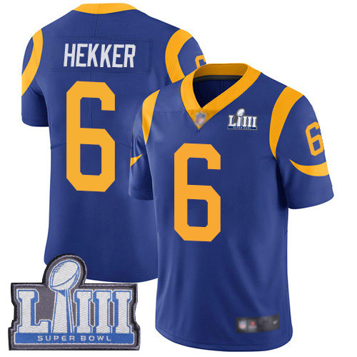 Los Angeles Rams Limited Royal Blue Men Johnny Hekker Alternate Jersey NFL Football #6 Super Bowl LIII Bound Vapor Untouchable